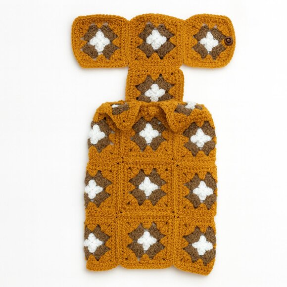 Retro Granny Square Dog Coat – Handmade Crochet Style for Chic Pets - Picture 4 of 4